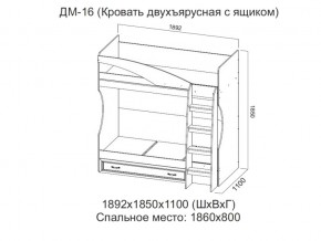 ДМ-16 Кровать двухъярусная с ящиком в Арамиле - aramil.magazin-mebel74.ru | фото