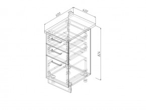 Н3Я 40 Модуль нижний Без Столешницы 3 ящика МН3Я 40 в Арамиле - aramil.magazin-mebel74.ru | фото