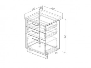 Н3Я 60 Модуль нижний Без Столешницы 3 ящика МН3Я 60 в Арамиле - aramil.magazin-mebel74.ru | фото